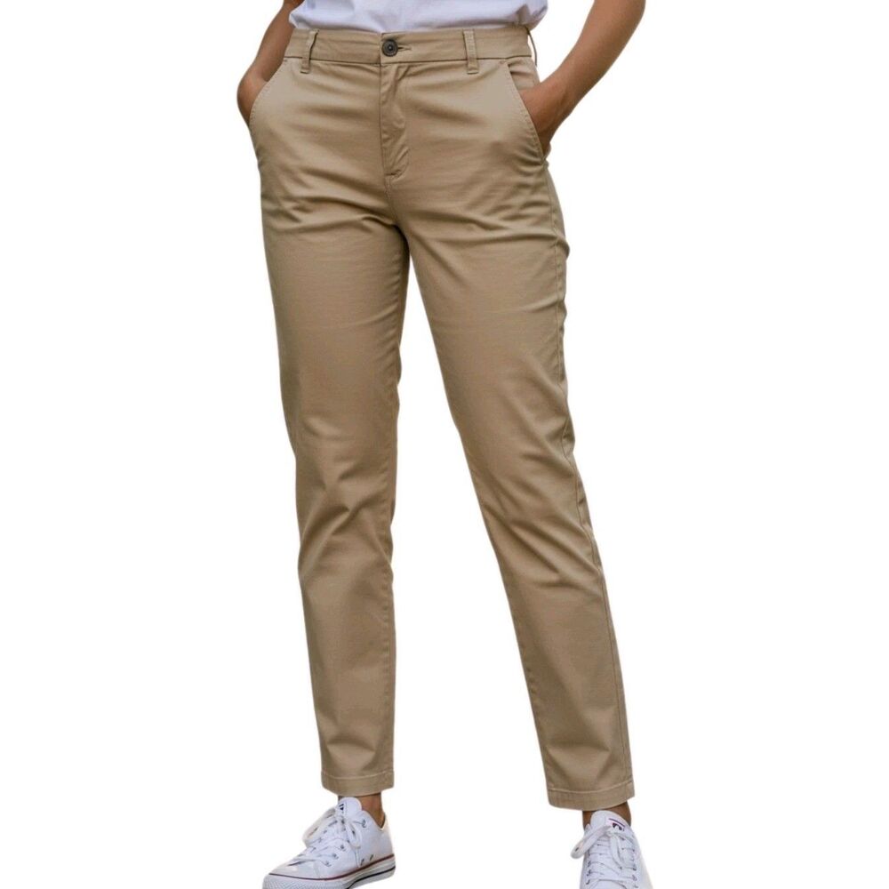 Banana Republic City Chino Slim Ankle Pants Womens 8 Khaki Stretch Casual Work